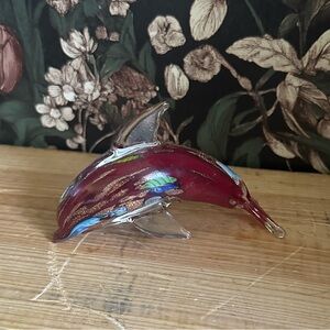 Glass paperweight glass blown dolphin